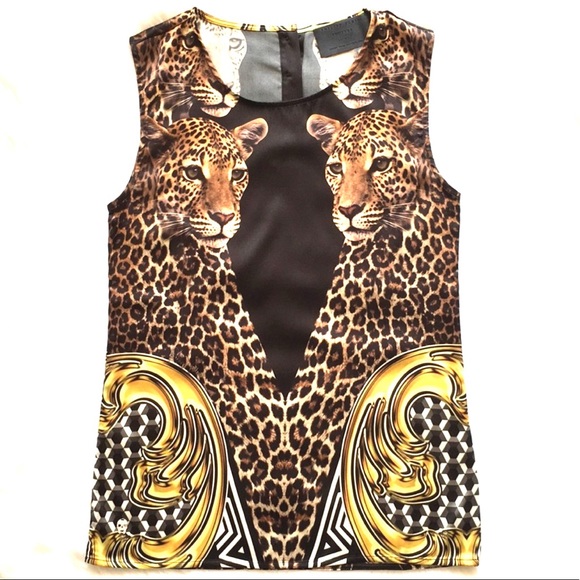 Philipp Plein Leopard Silk Blend Sleeveless Top S
